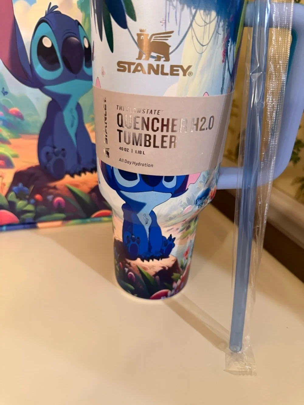 Stanley Blue Stitch Illustrated Quencher Tumbler with Handle - Picture 2 of 3